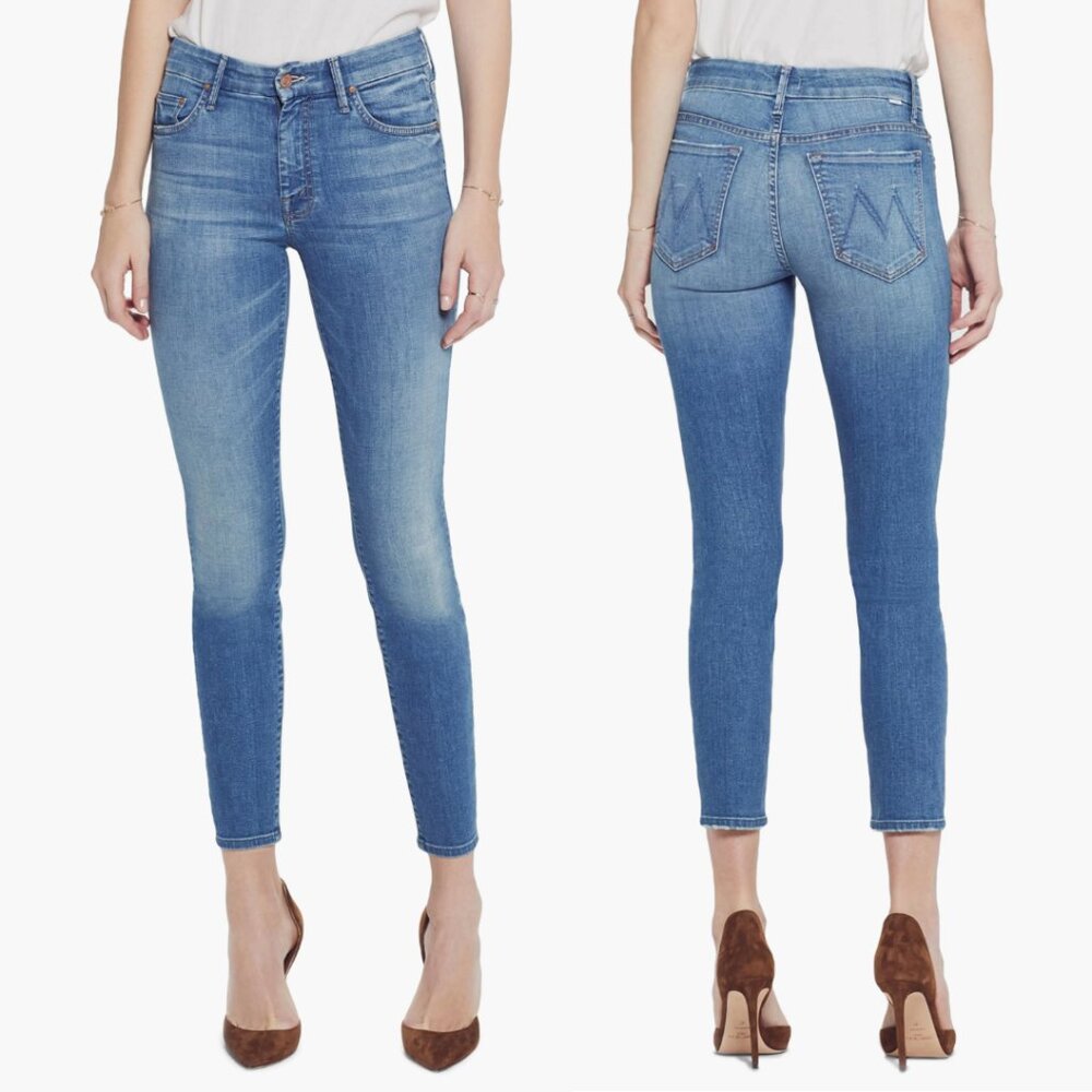 Mother the Looker Crop Jeans in‎ Wishful Drinking Cropped Faded Designer Denim